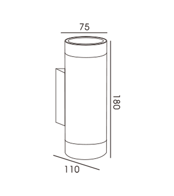 75 Lampu Dinding Dua Arah Tabung Aluminium Bulat HR60274 75 Lampu Dinding Dua Arah Tabung Aluminium Bulat HR60274
