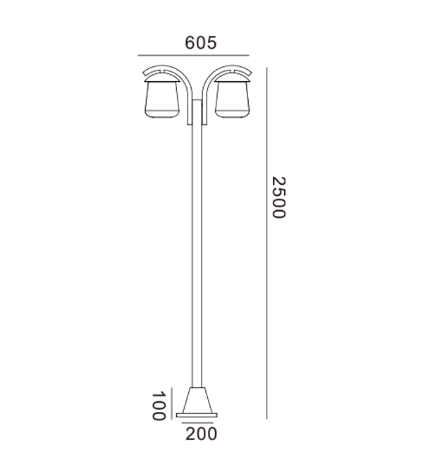 Lampu Taman Atas Datar Kepala Ganda HR60703 Lampu Taman Atas Datar Kepala Ganda HR60703