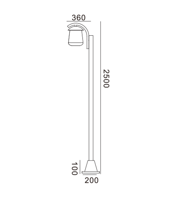 Lampu Taman Flat Top Kepala Tunggal HR60702 Lampu Taman Flat Top Kepala Tunggal HR60702