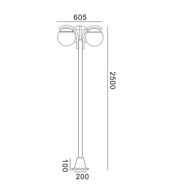 Lampu Taman Kaca Tiga Bulat HR60694 Lampu Taman Kaca Tiga Bulat HR60694