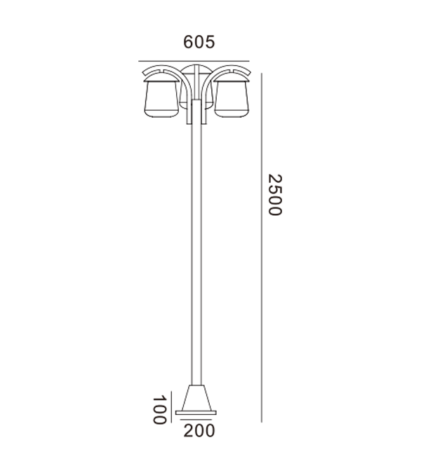 Tiga Lampu Taman Flat Top HR60704 Tiga Lampu Taman Flat Top HR60704