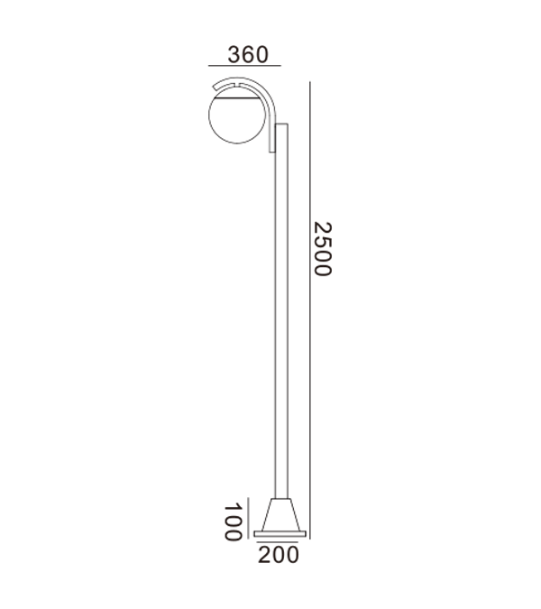 Lampu Taman Kaca Bulat Kepala Tunggal HR60692 Lampu Taman Kaca Bulat Kepala Tunggal HR60692